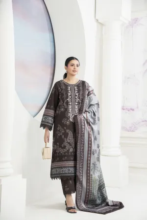 3pc Printed Embroidered Khaddar Winter Suit SKK9