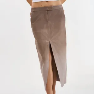 Abia Low Waist Leather Skirt | Desert Gradient