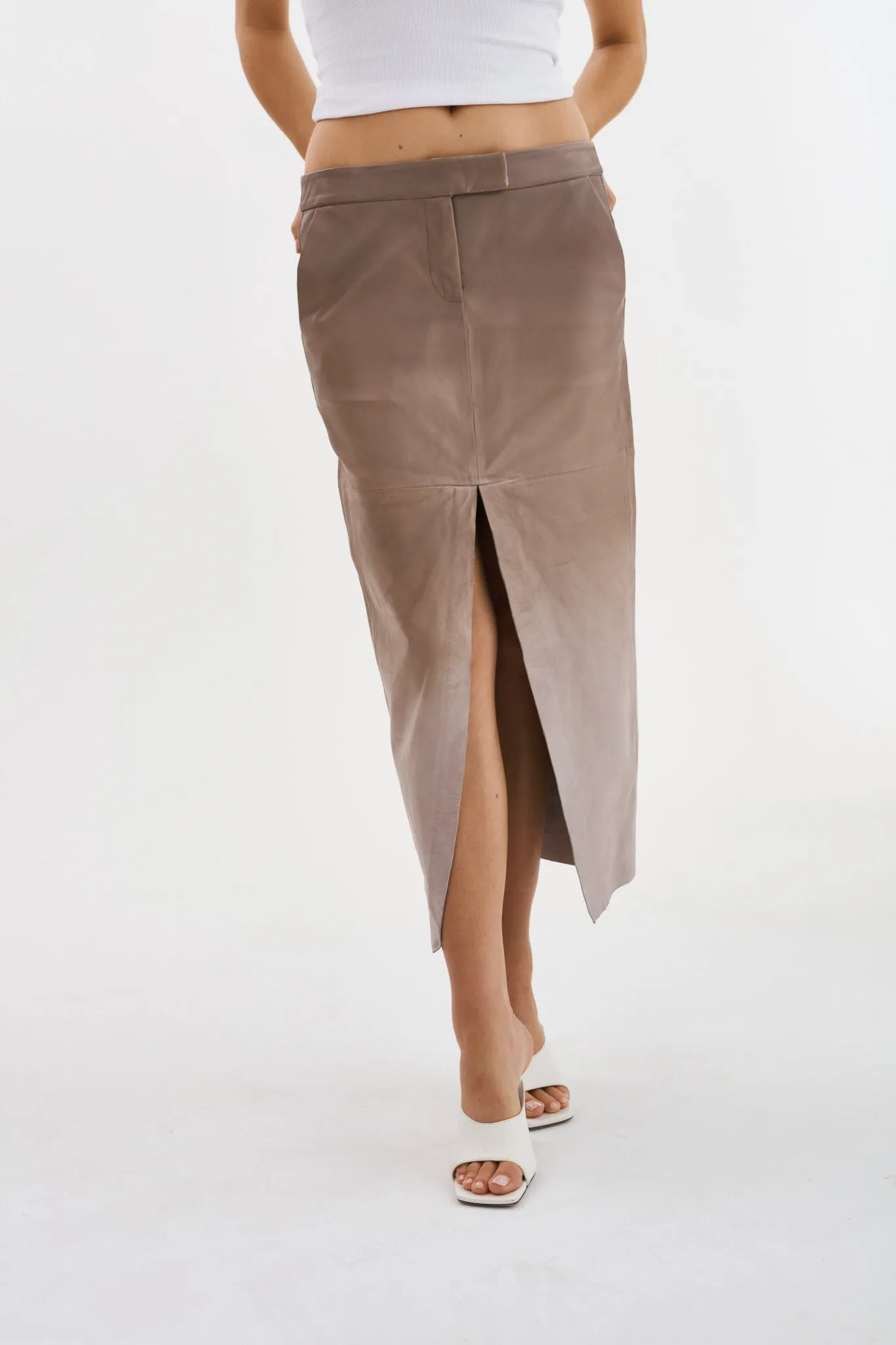 Abia Low Waist Leather Skirt | Desert Gradient
