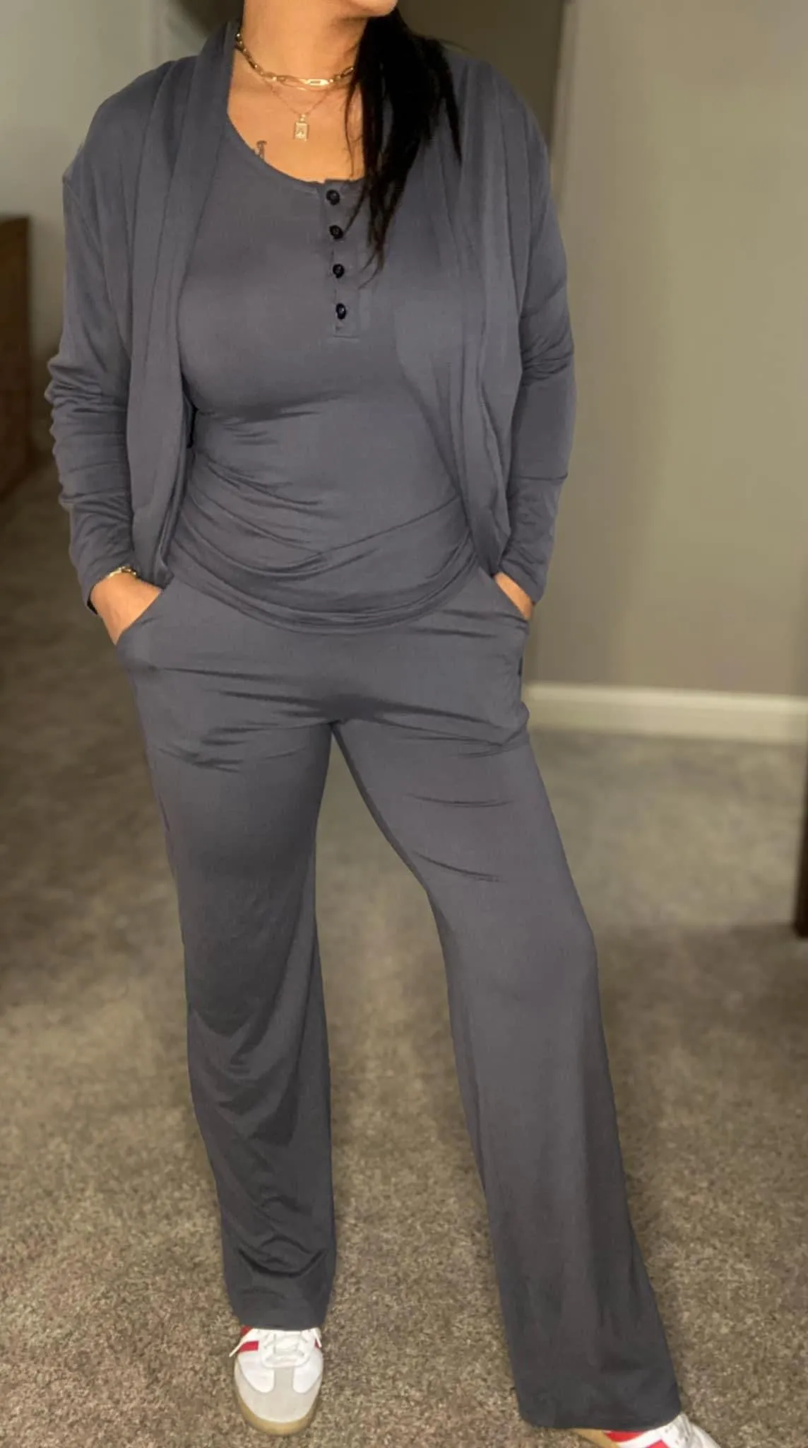 Anchored Arrows Cozy Core YOGA PANTS in charcoal