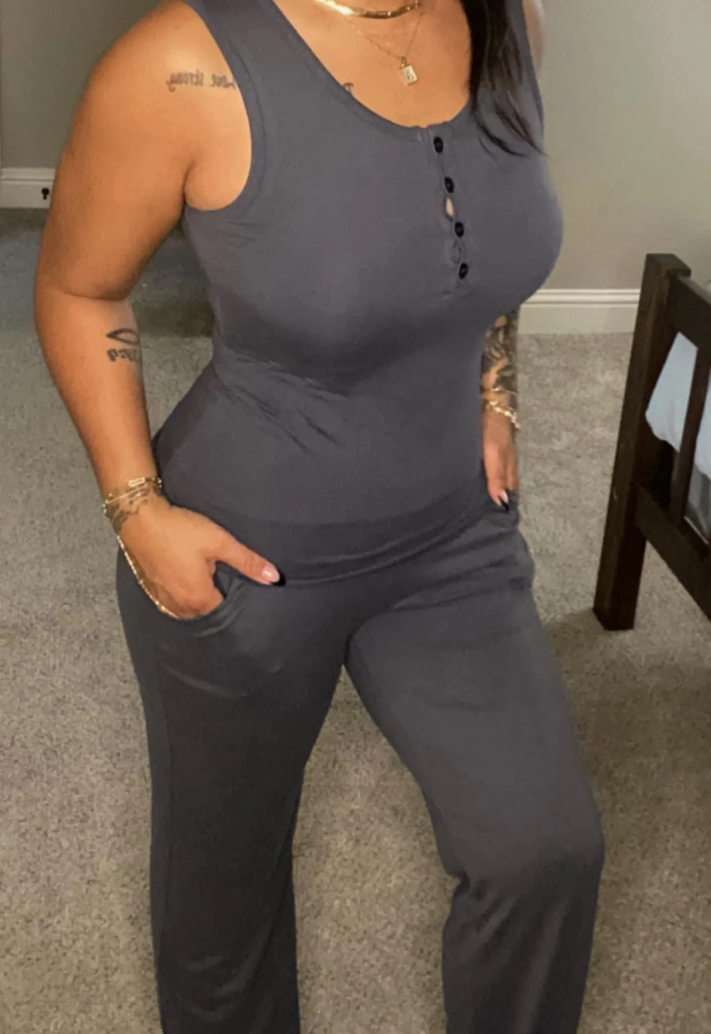 Anchored Arrows Cozy Core YOGA PANTS in charcoal