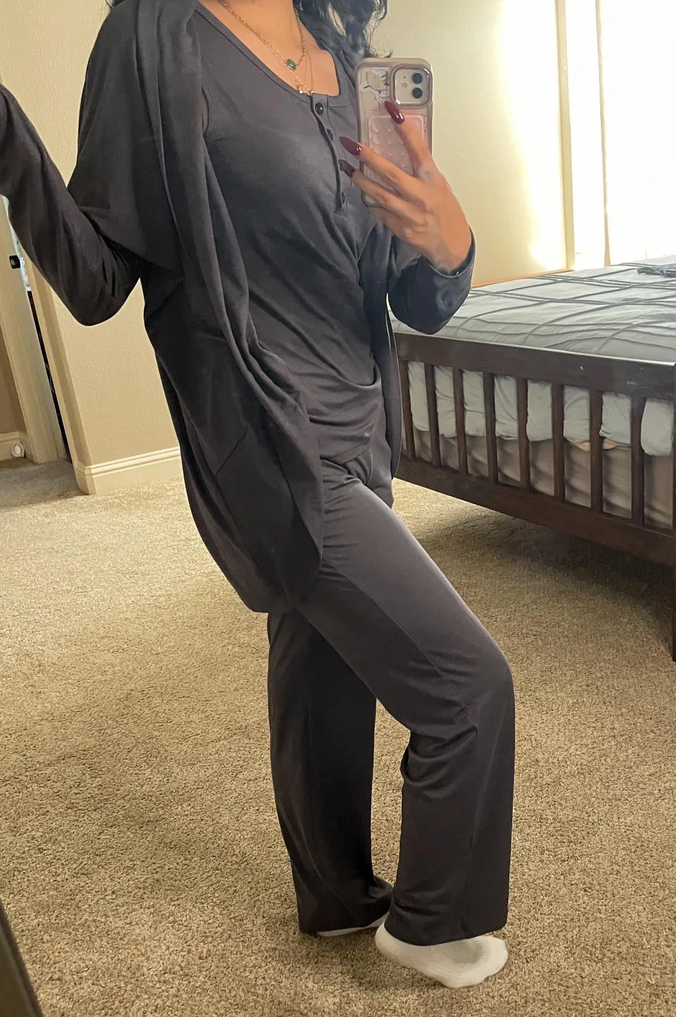 Anchored Arrows Cozy Core YOGA PANTS in charcoal