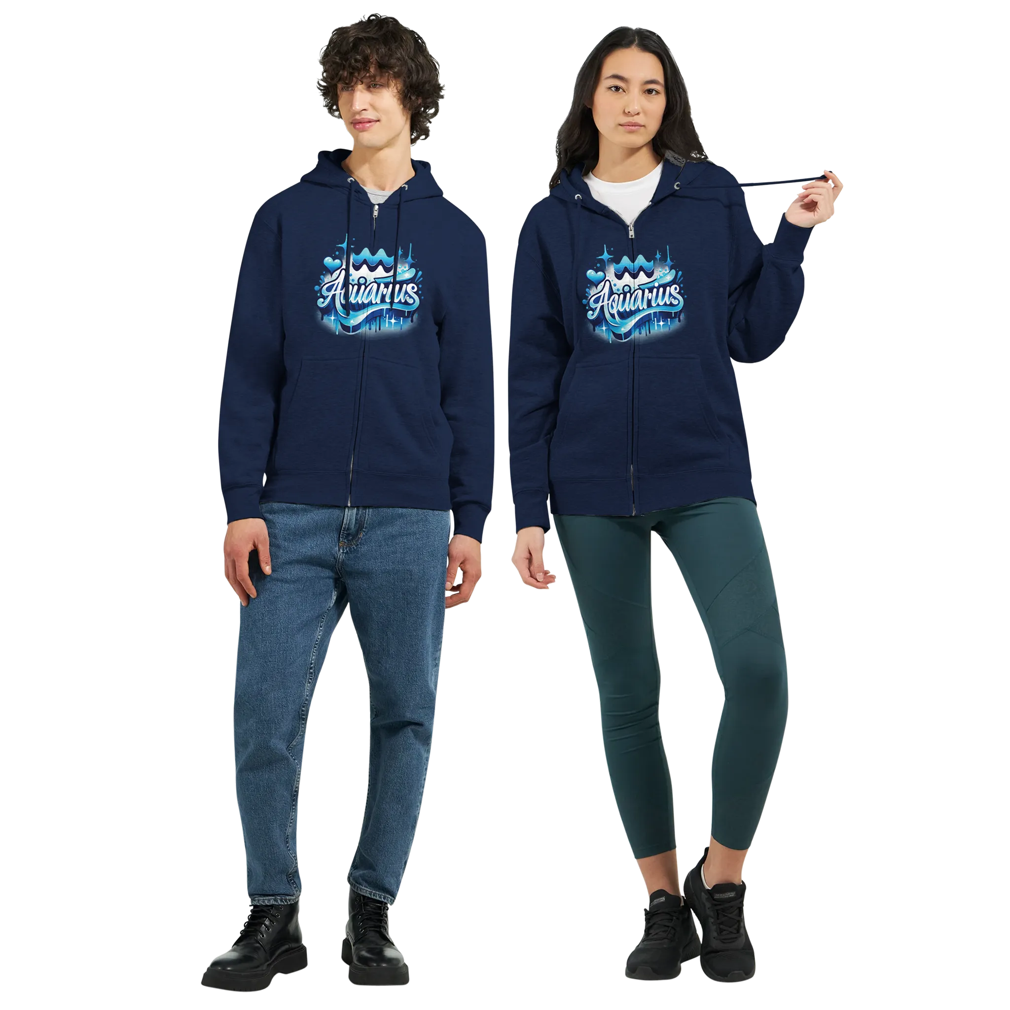 AQUARIUS_ Zodiac Sign/ Premium Unisex Zip Hoodies|