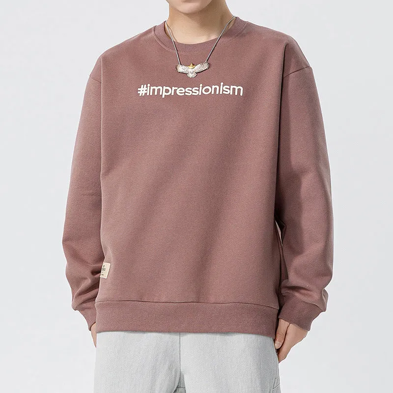 Autumn Long Sleeved O Neck Men’s Embroidery Sweatshirt