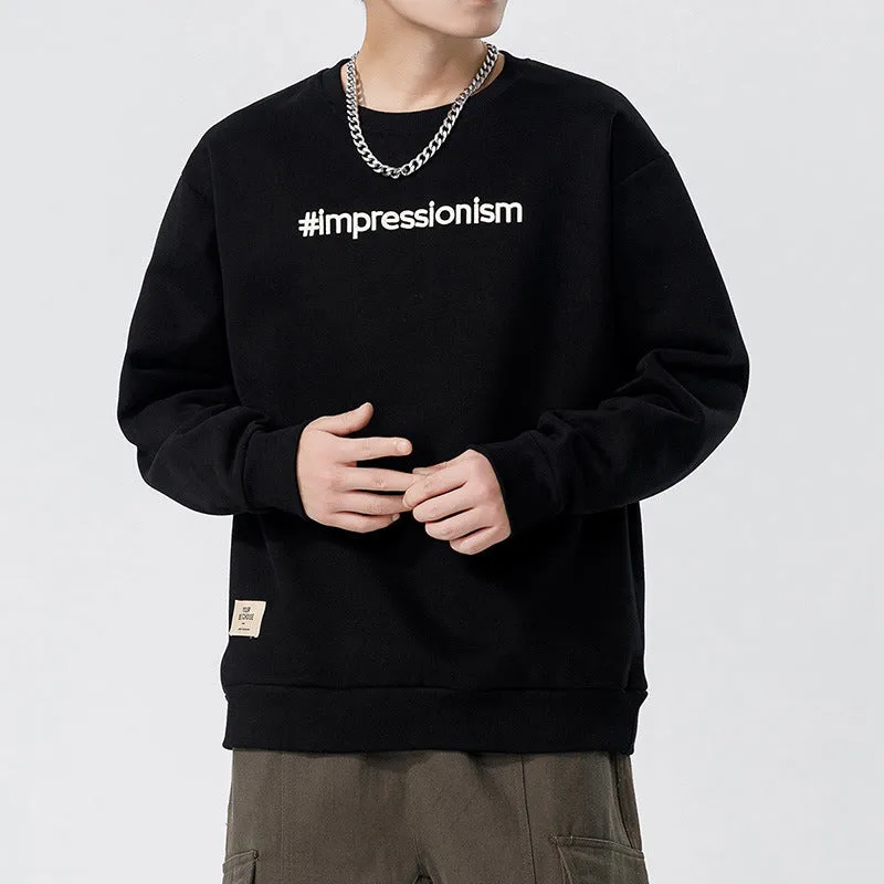 Autumn Long Sleeved O Neck Men’s Embroidery Sweatshirt