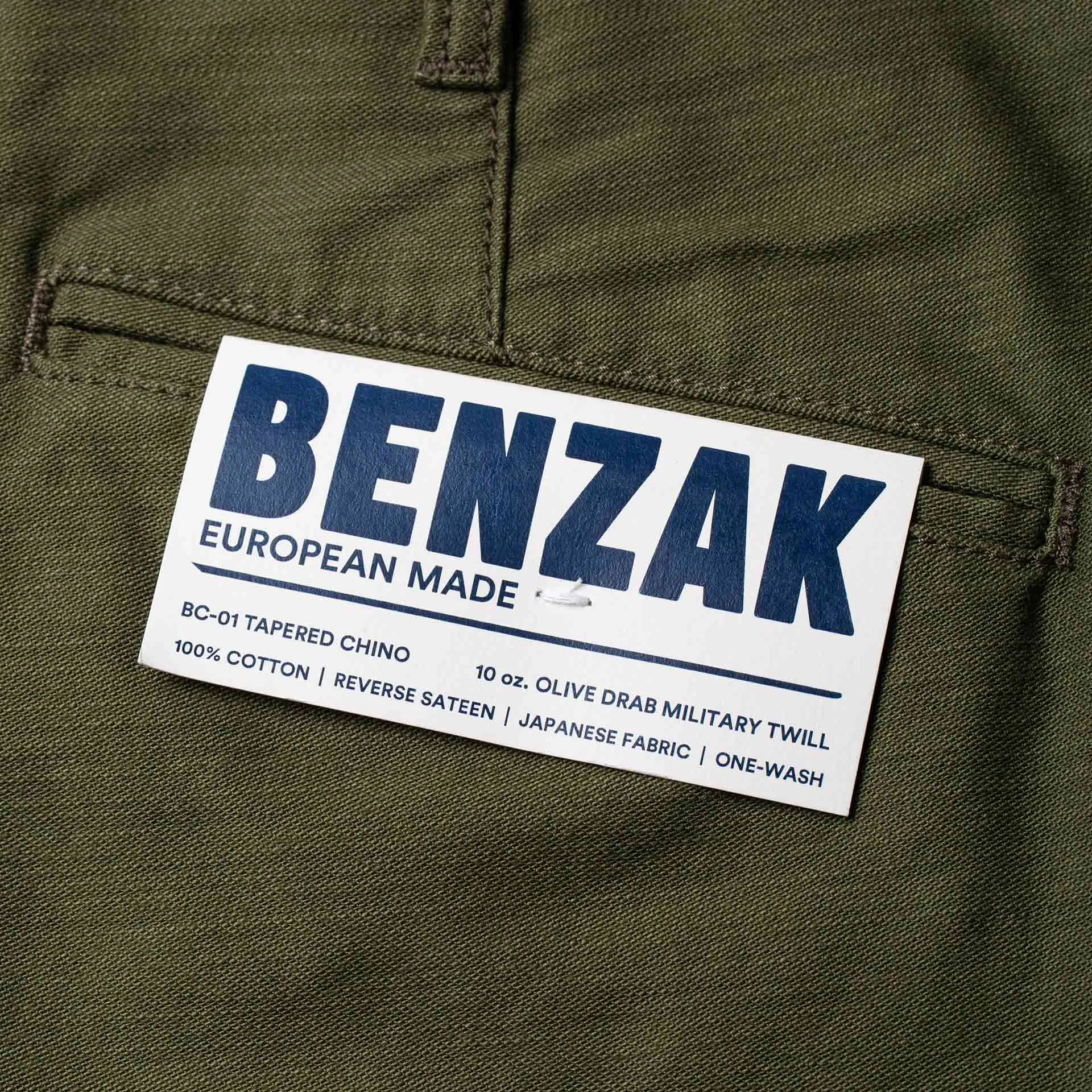 BC-01 TAPERED CHINO 10 oz. olive drab military twill