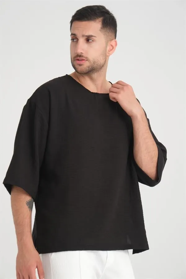 bisiklet yaka fakir kol oversize kisa kol t