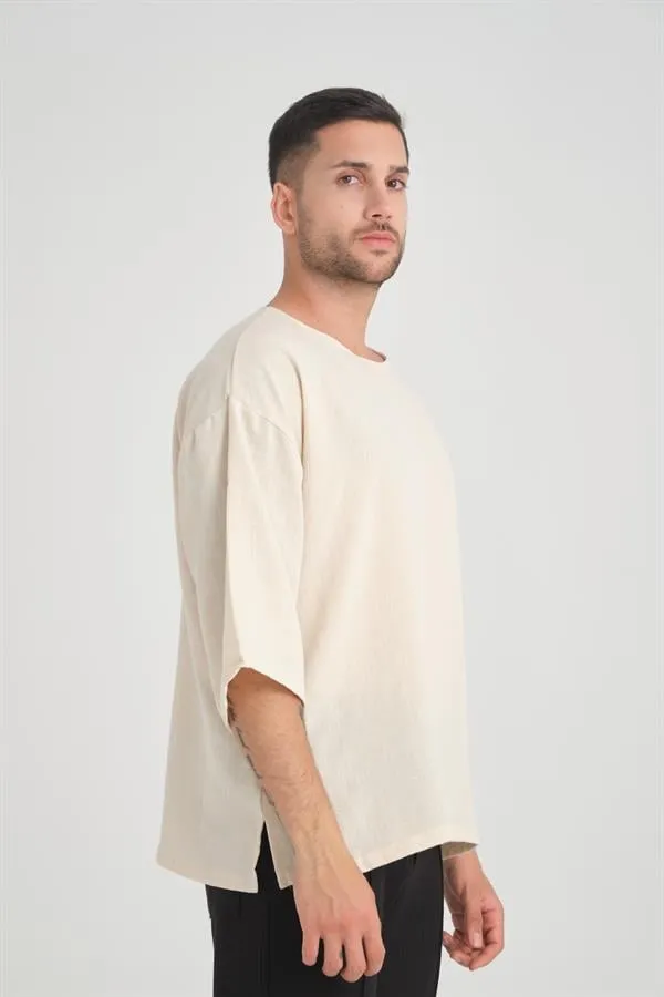 bisiklet yaka fakir kol oversize kisa kol t