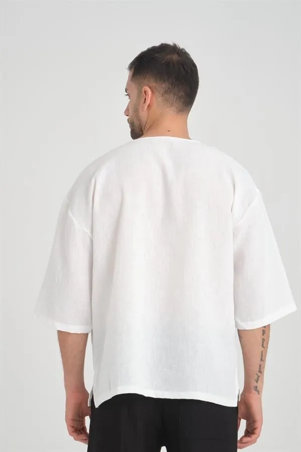 bisiklet yaka fakir kol oversize kisa kol t