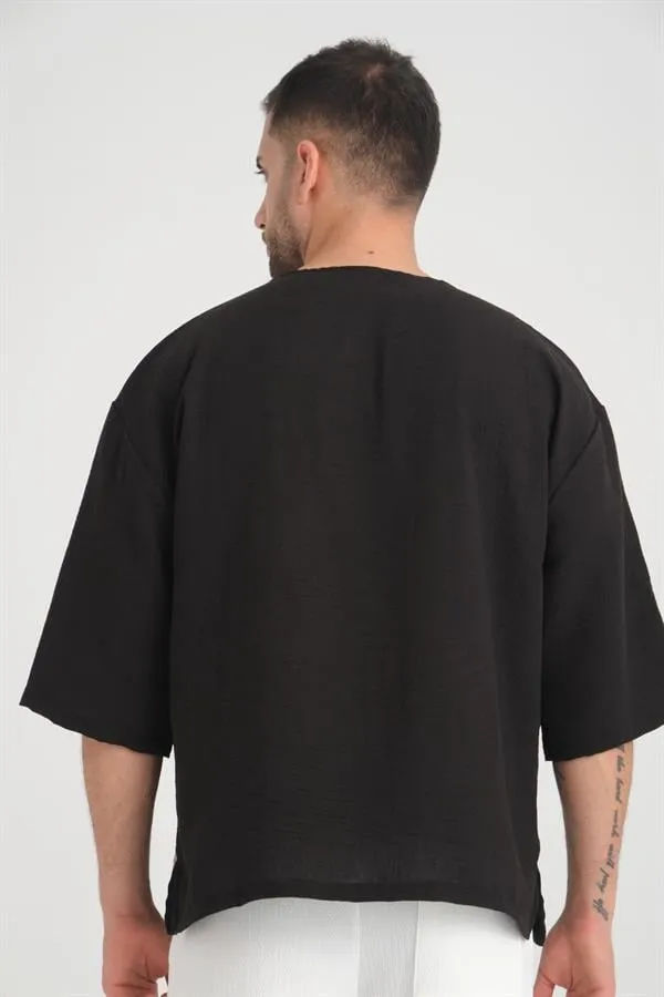 bisiklet yaka fakir kol oversize kisa kol t
