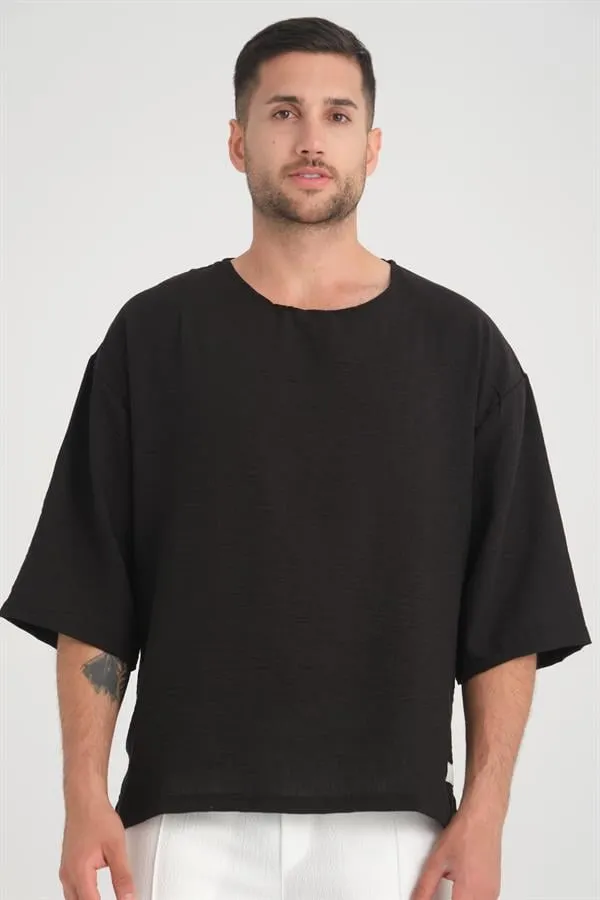 bisiklet yaka fakir kol oversize kisa kol t