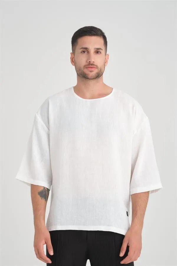 bisiklet yaka fakir kol oversize kisa kol t