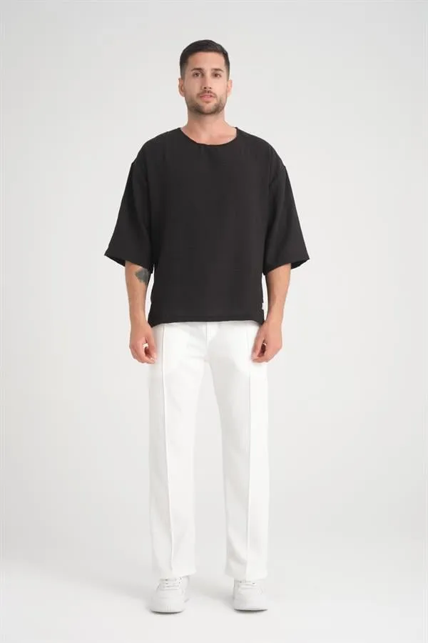 bisiklet yaka fakir kol oversize kisa kol t