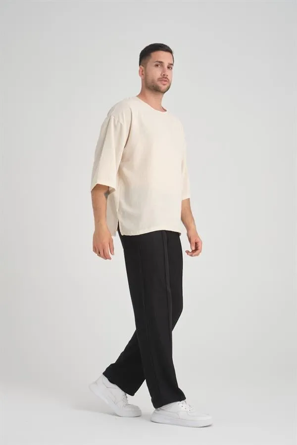 bisiklet yaka fakir kol oversize kisa kol t