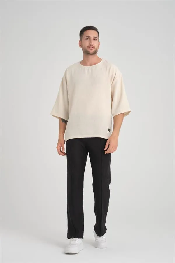 bisiklet yaka fakir kol oversize kisa kol t