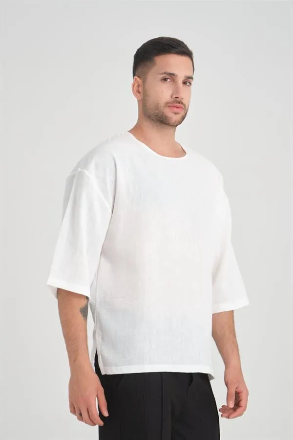 bisiklet yaka fakir kol oversize kisa kol t