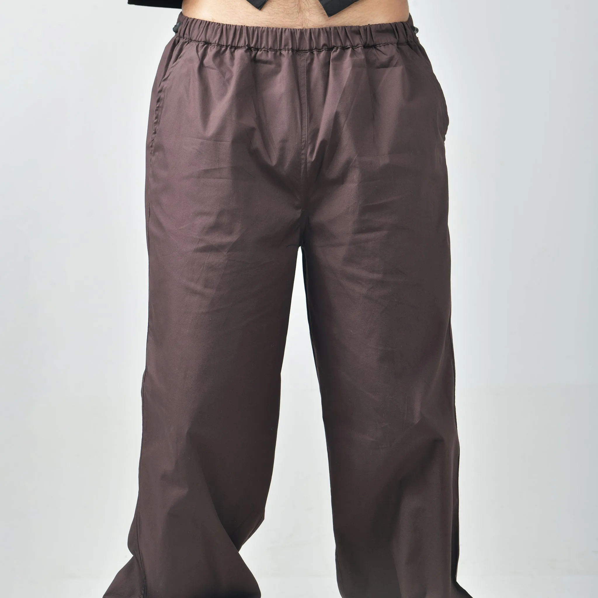Black Bossman Shirt & Brown Parachute Pants