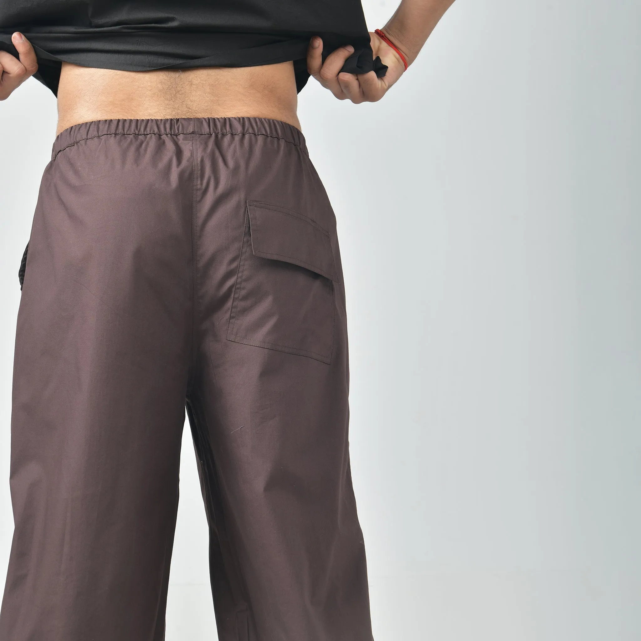 Black Bossman Shirt & Brown Parachute Pants