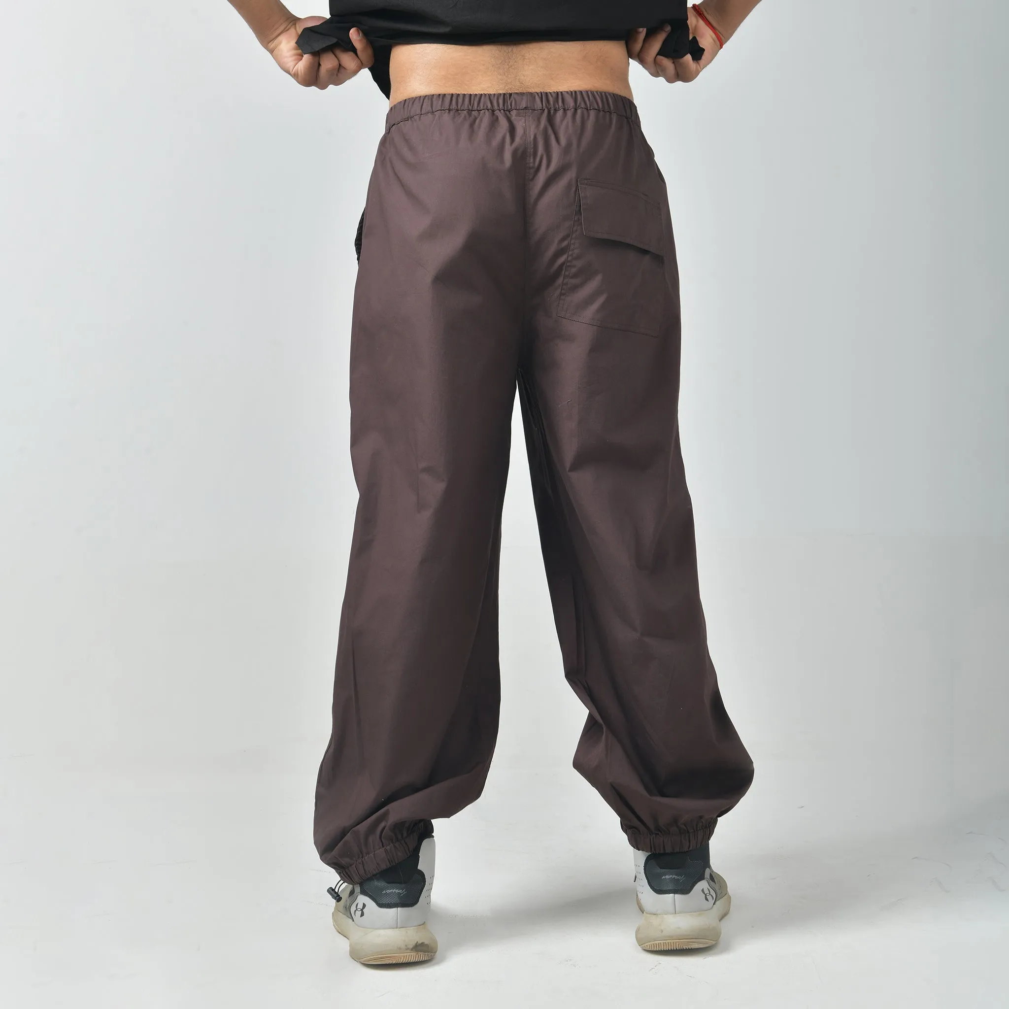 Black Bossman Shirt & Brown Parachute Pants
