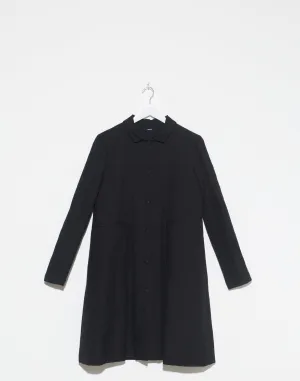 Black Virgin Wool Linen Blend Coat
