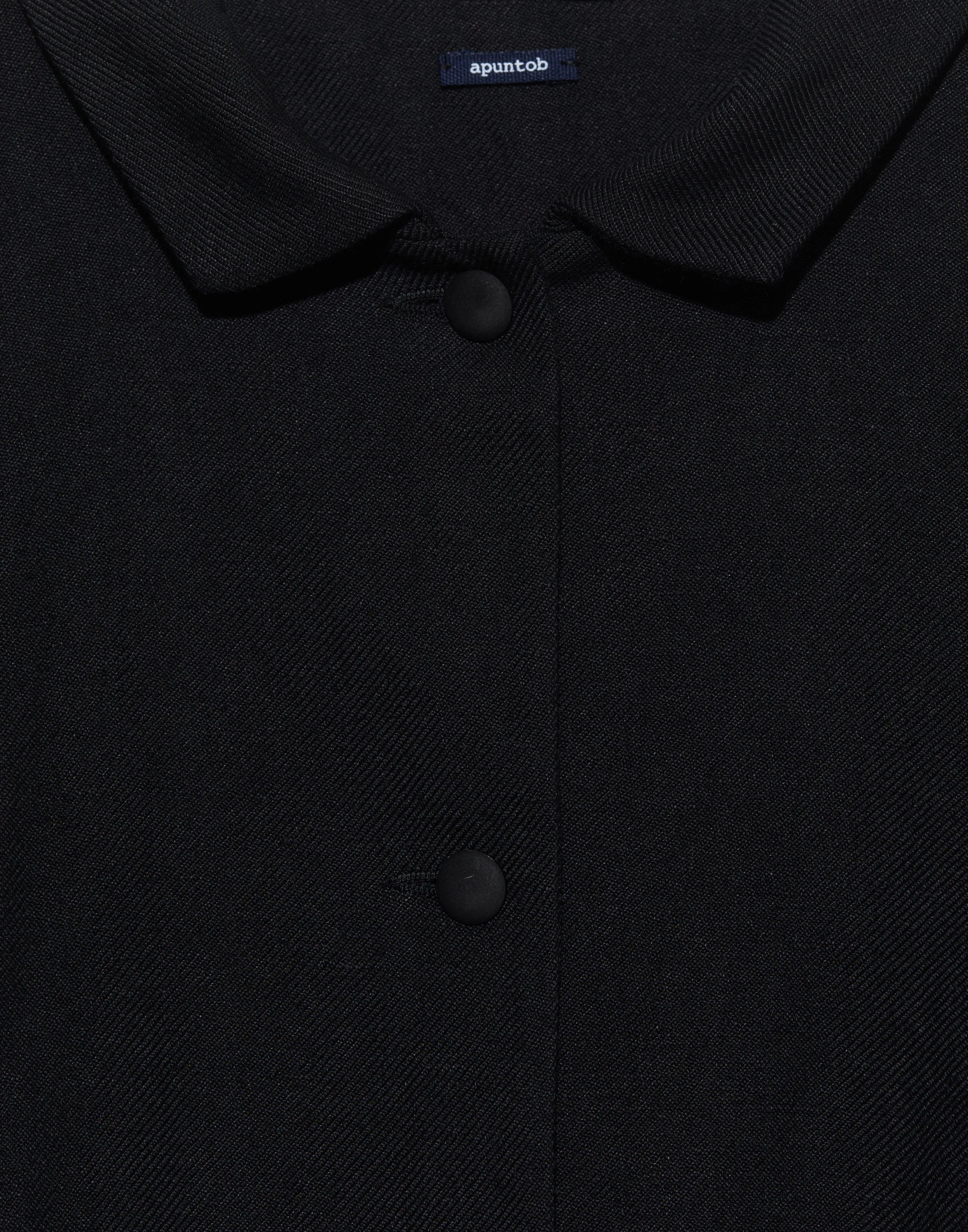 Black Virgin Wool Linen Blend Coat