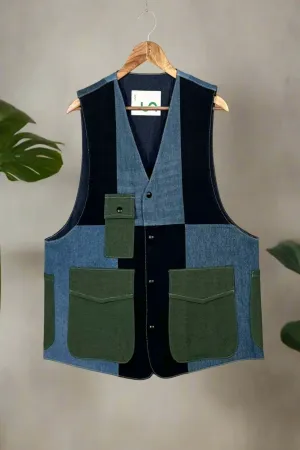 Bold Seam Denim Gilet Jacket