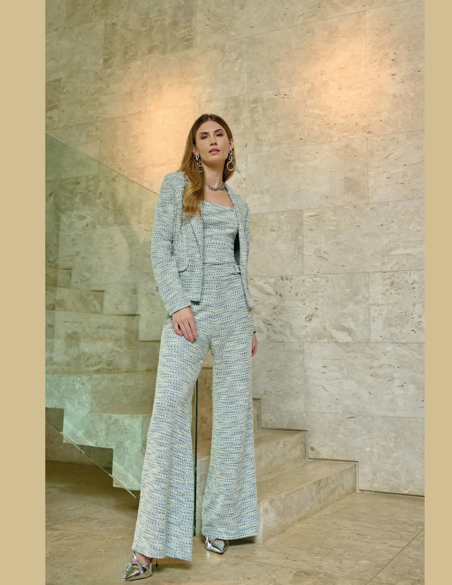 Brazilian 3-Piece Tweed Set with Pearl Details