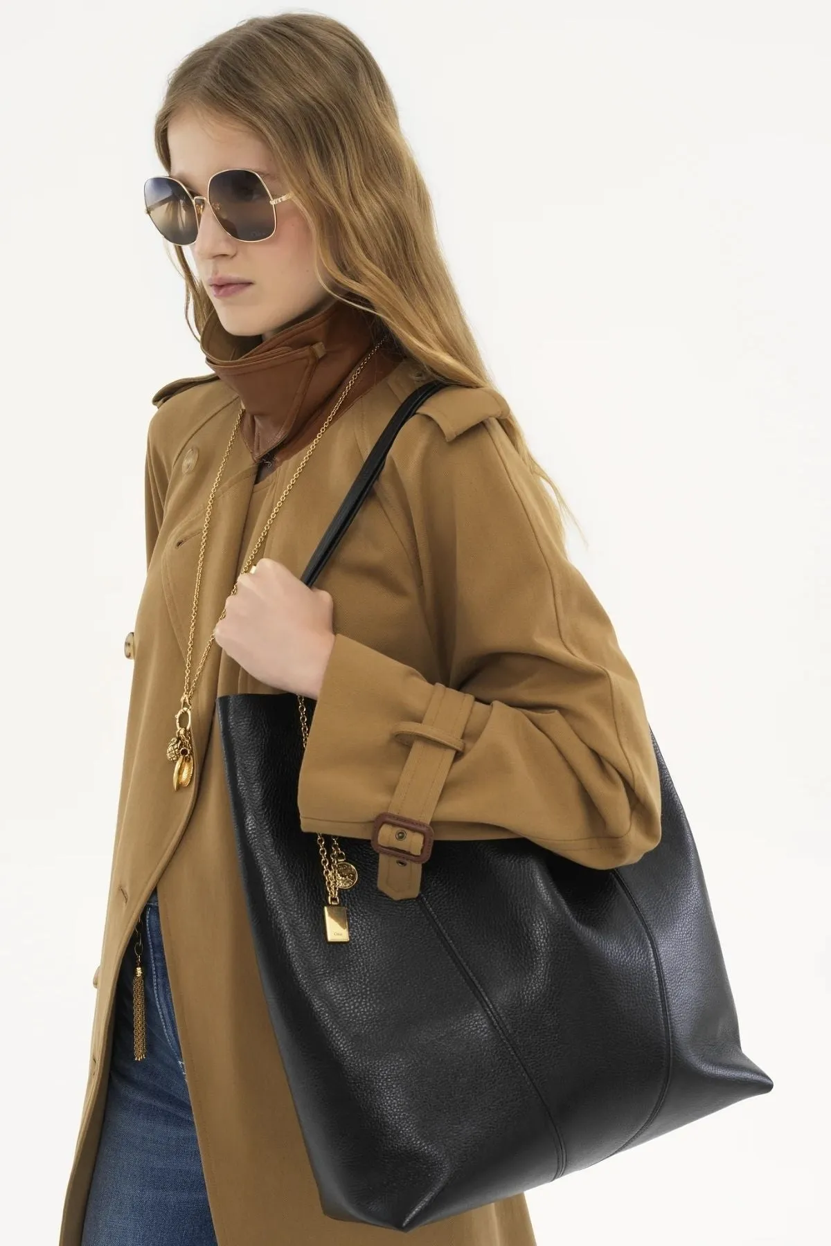 Chlo Large Spin Tote Bag - Black