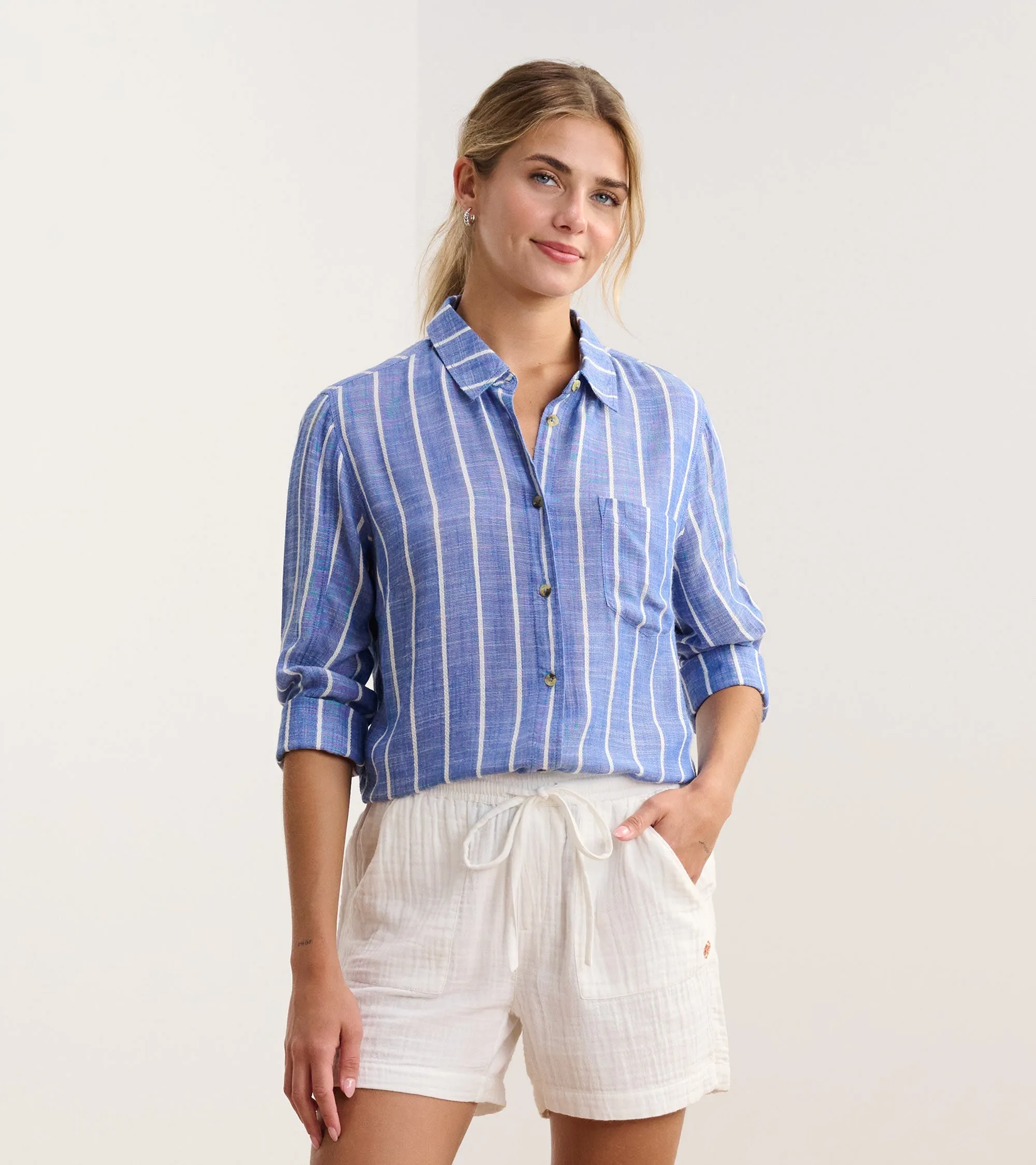 Cindy Blouse - Basket Weave Stripes
