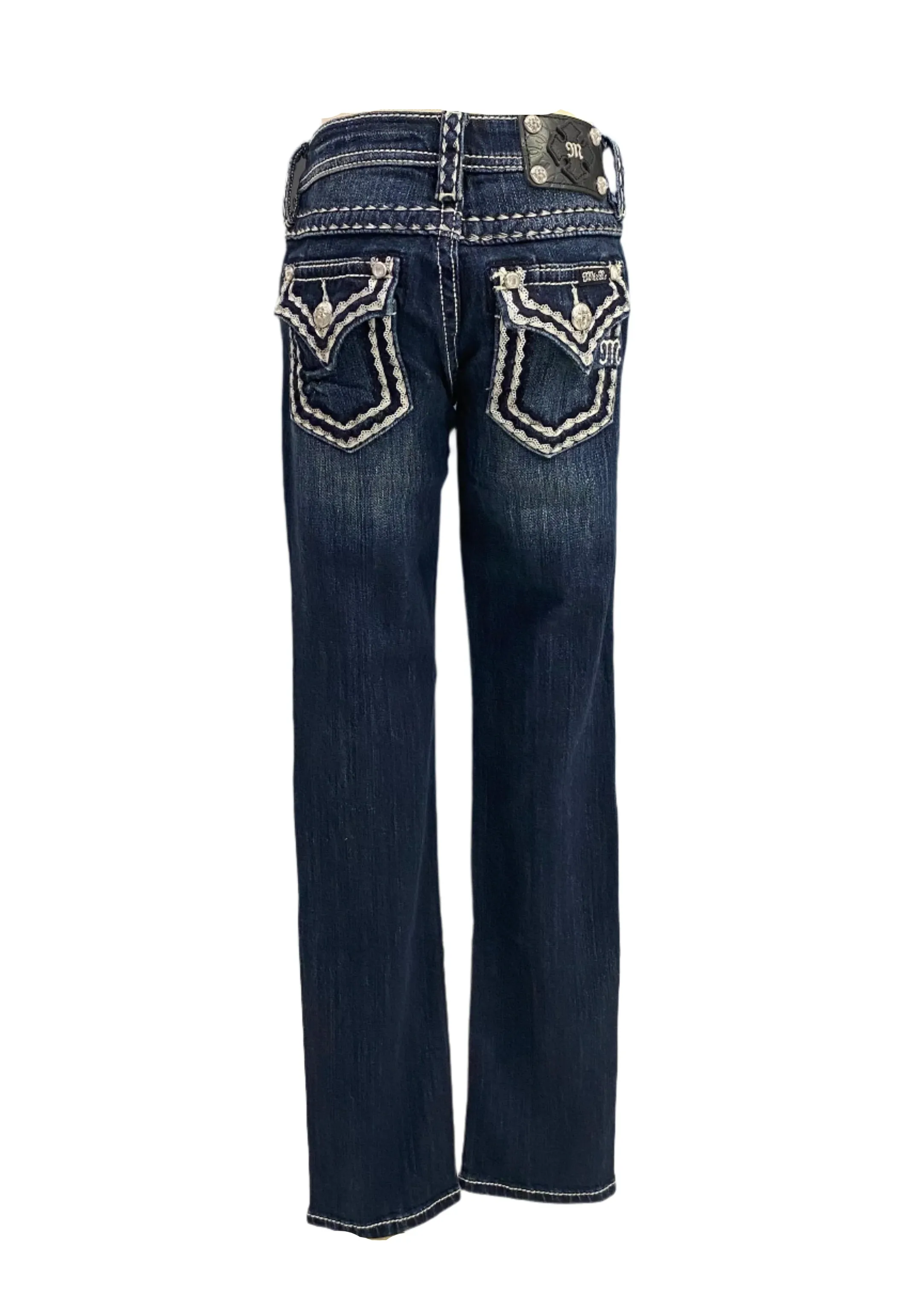 Embroidered Sequins and Studded Faded Pants