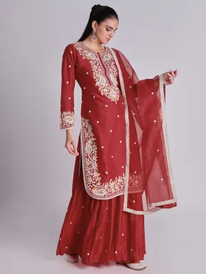 Embroidered Soft Cotton Sharara Set - 32571