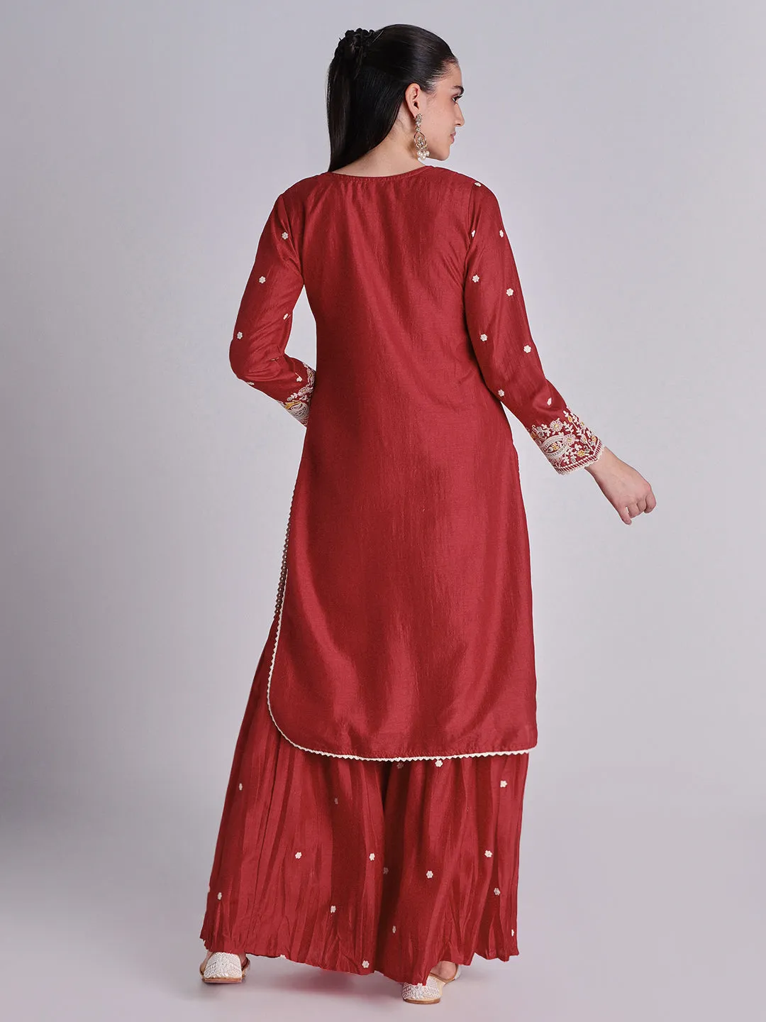 Embroidered Soft Cotton Sharara Set - 32571