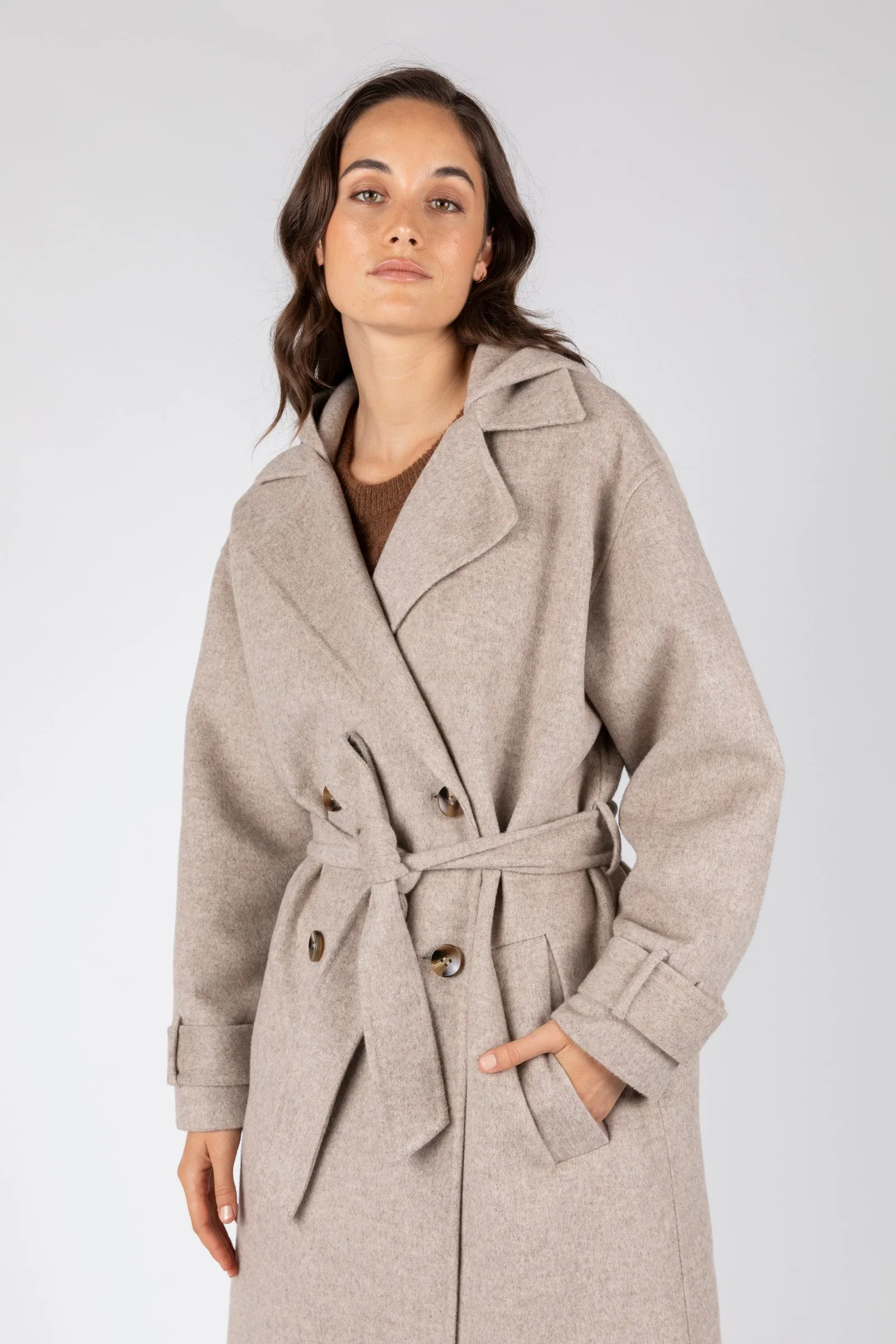 Equinox Hooded Coat - Stone