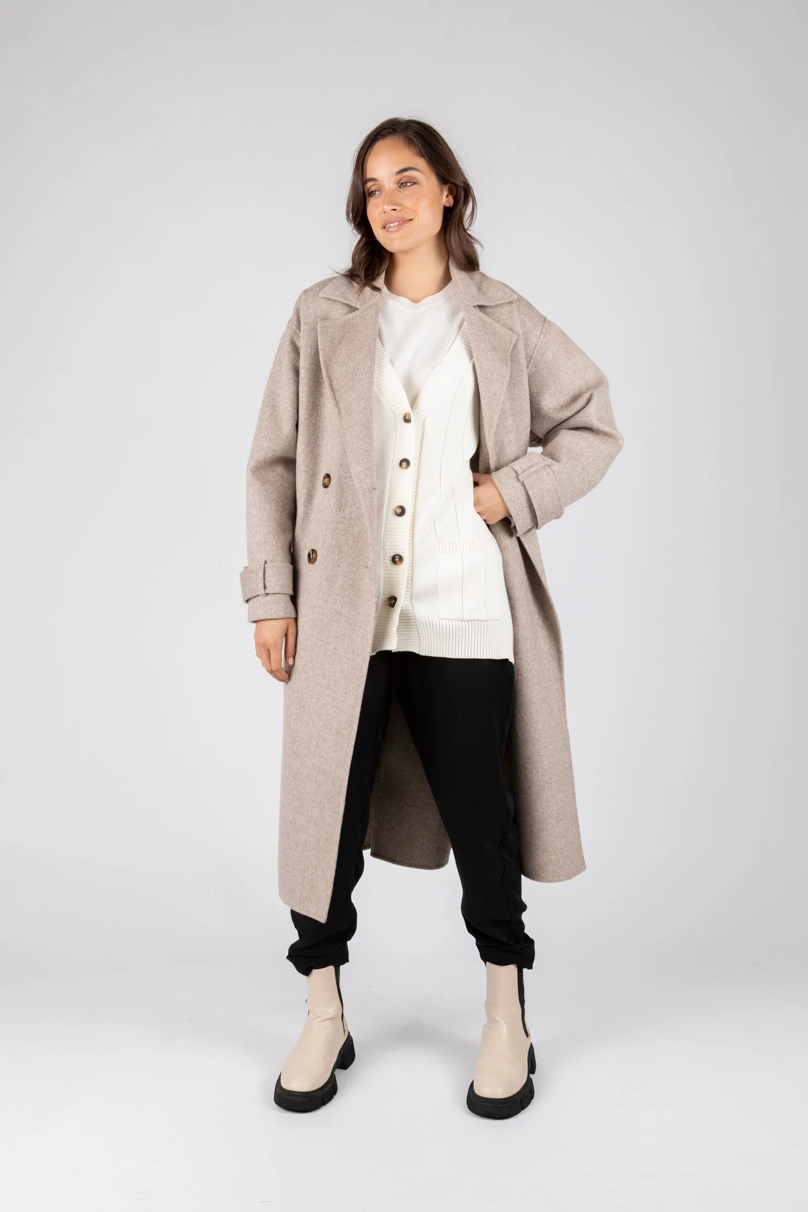 Equinox Hooded Coat - Stone