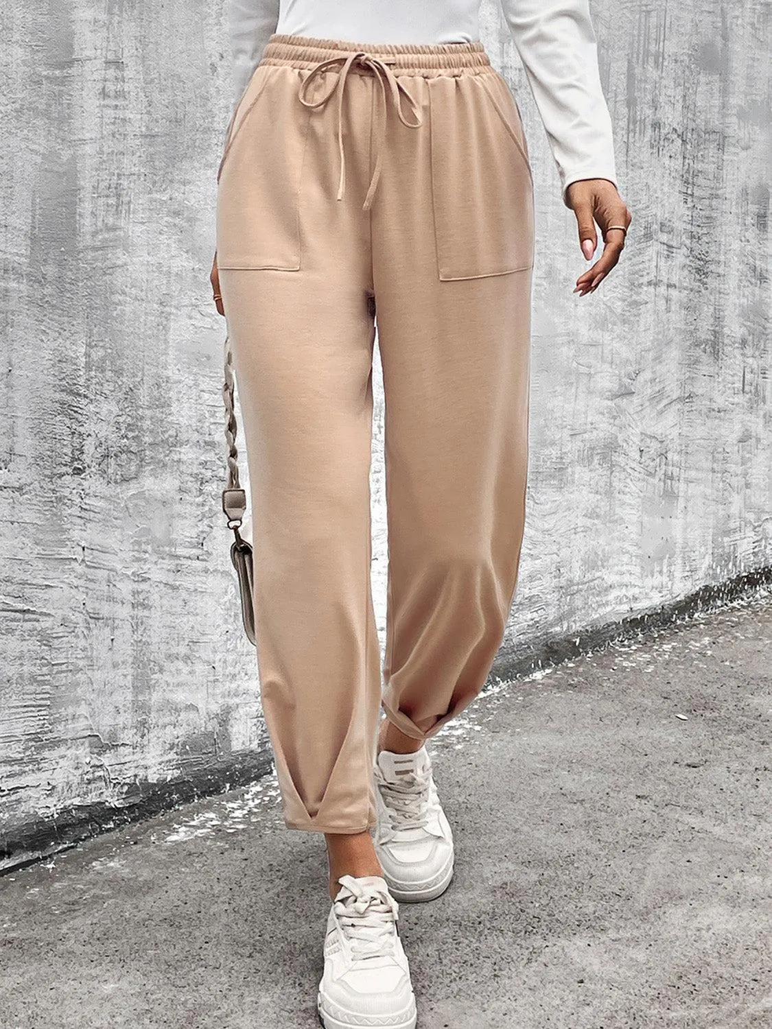 Everyday Style Drawstring Tapered Leg Pants