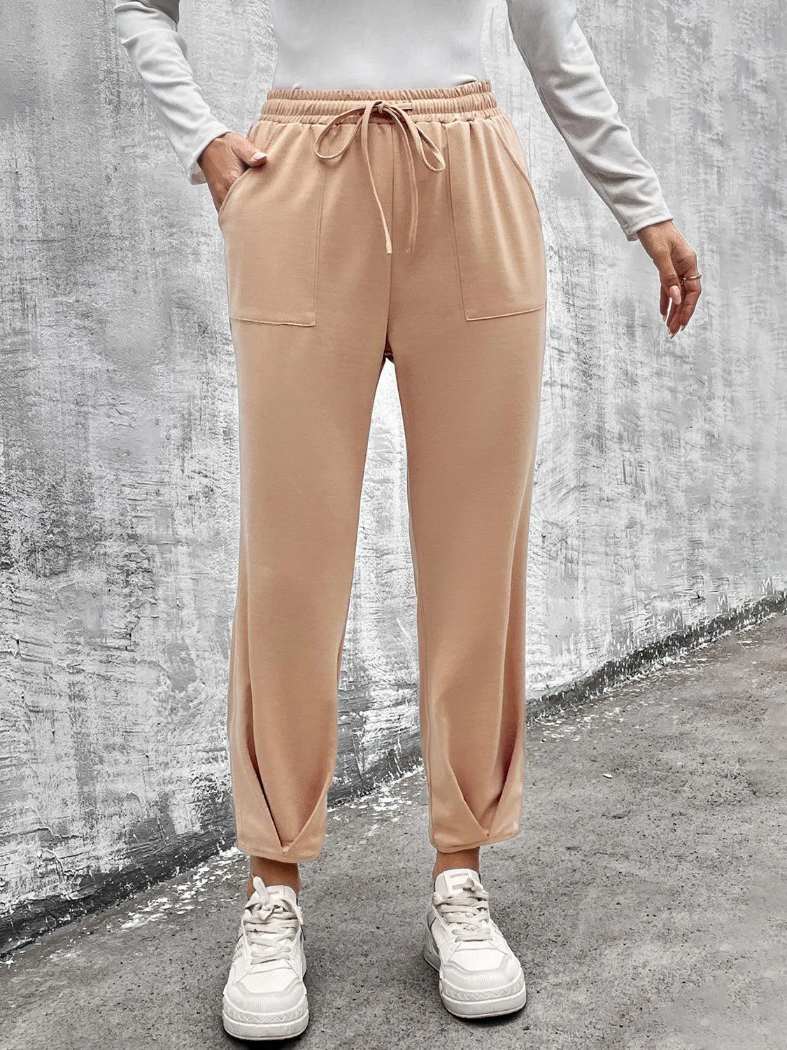 Everyday Style Drawstring Tapered Leg Pants