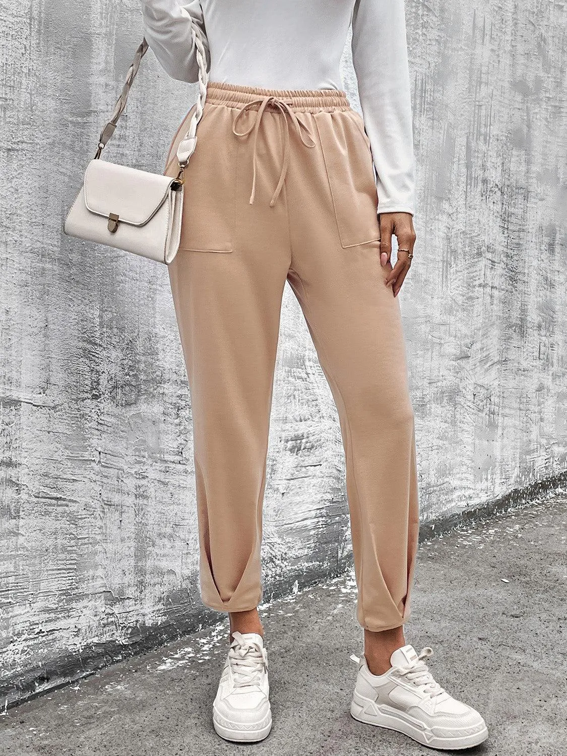 Everyday Style Drawstring Tapered Leg Pants