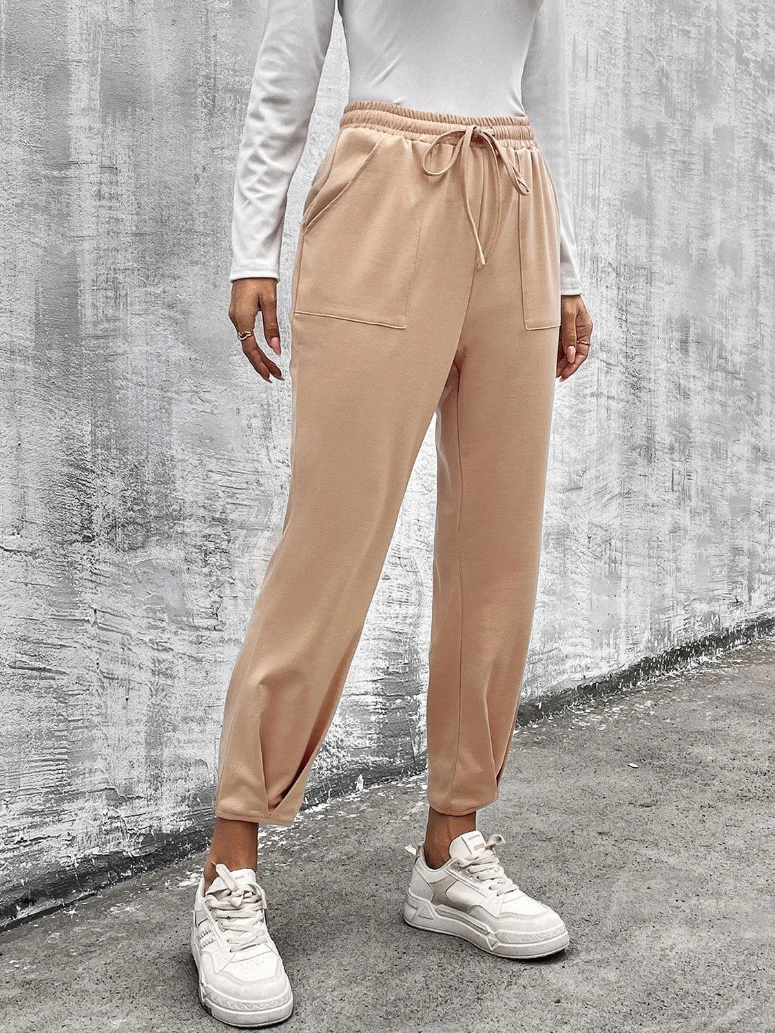 Everyday Style Drawstring Tapered Leg Pants