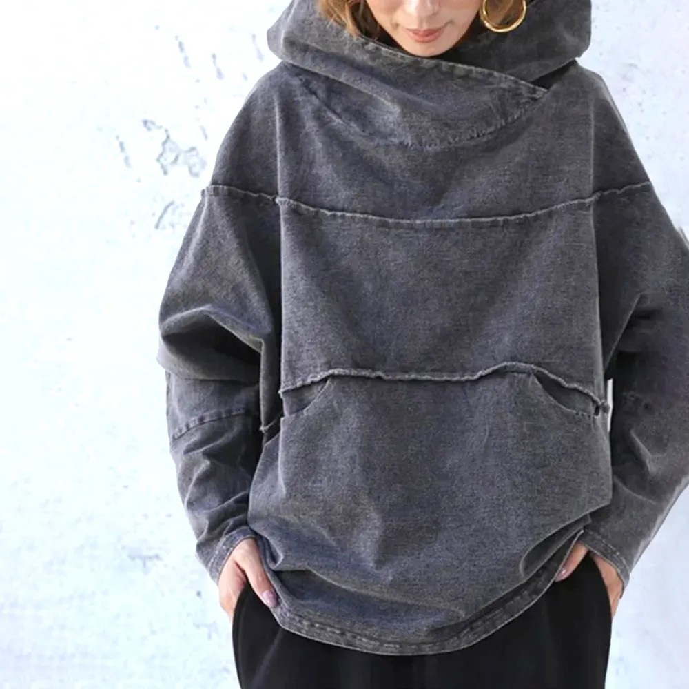 Floraly Comfy Denim Hooded Sweater