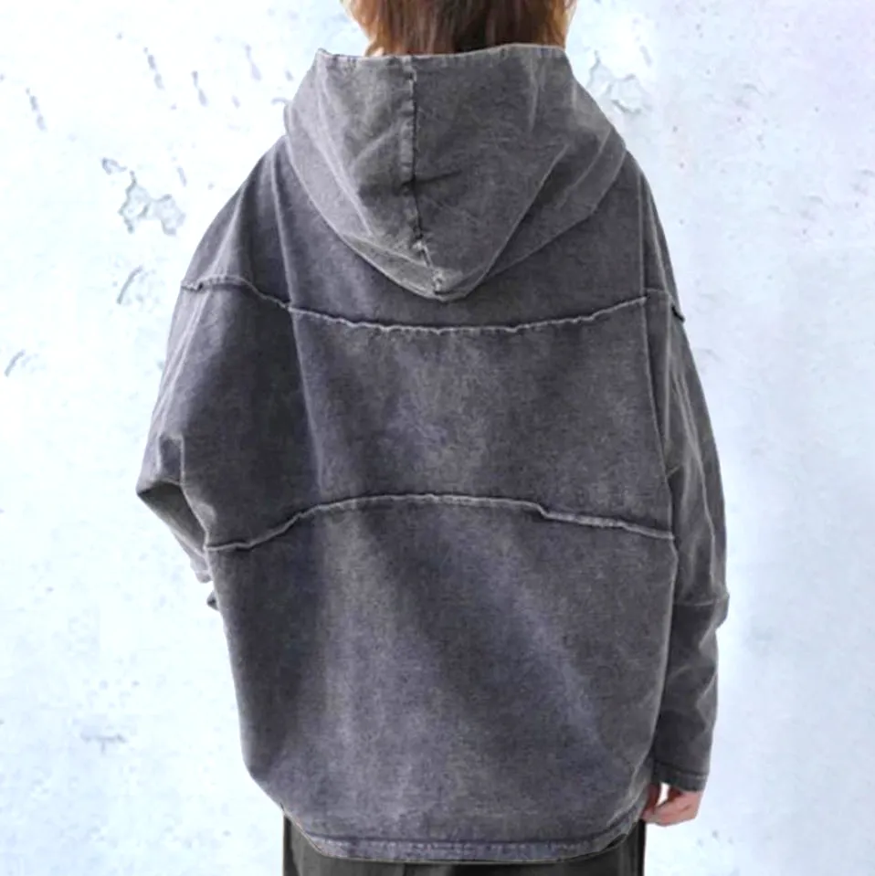 Floraly Comfy Denim Hooded Sweater