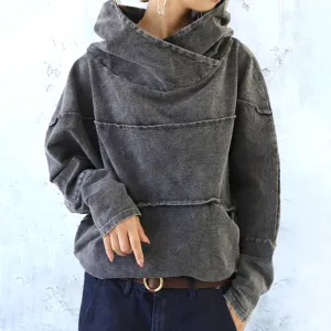 Floraly Comfy Denim Hooded Sweater