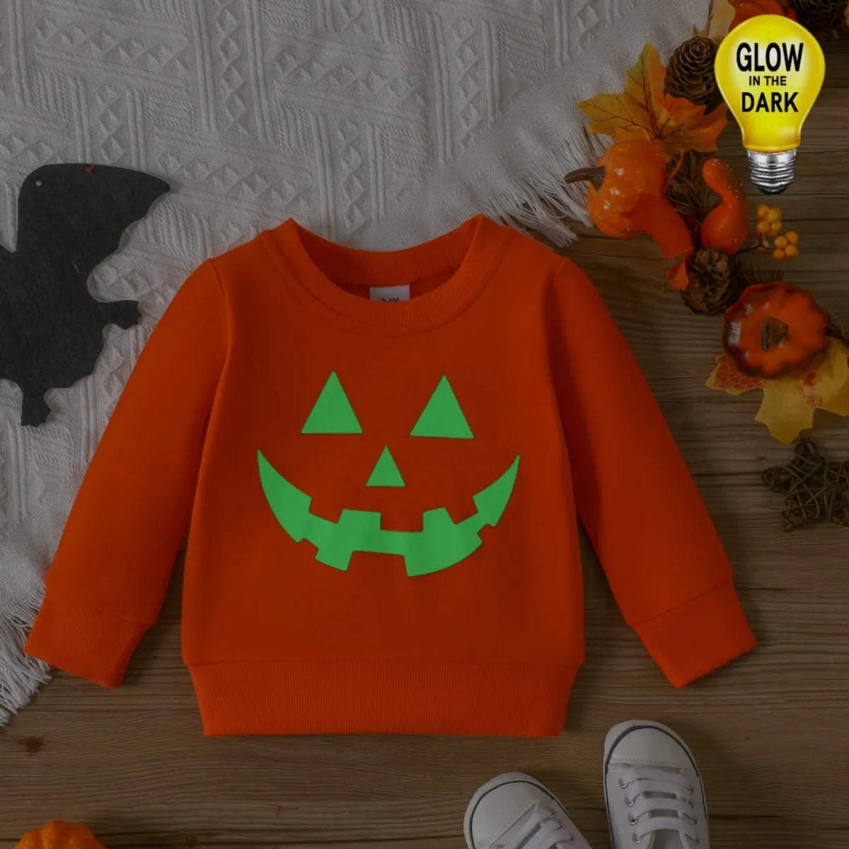 Glow in the Dark Jack-O-Lantern Baby Sweatshirts