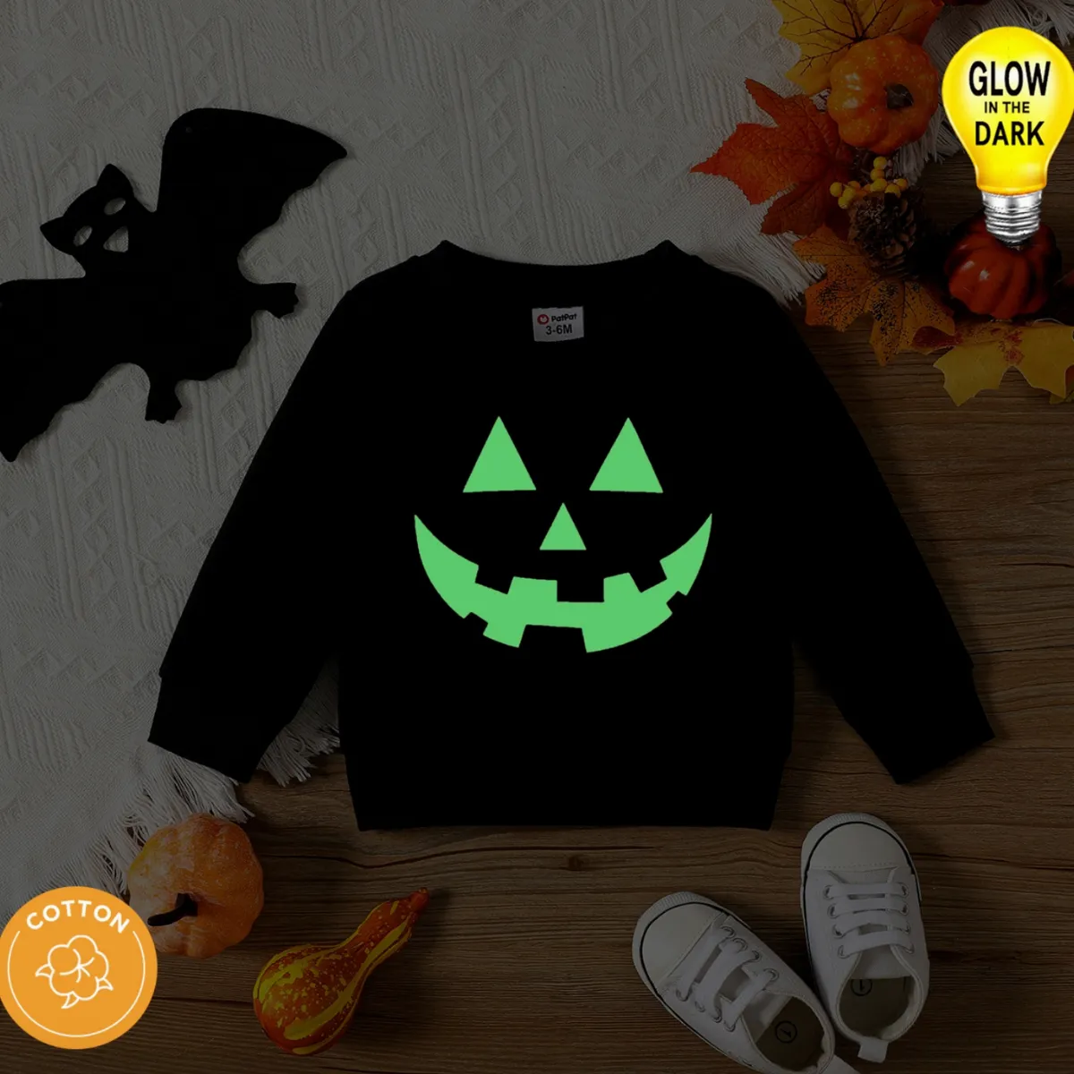 Glow in the Dark Jack-O-Lantern Baby Sweatshirts