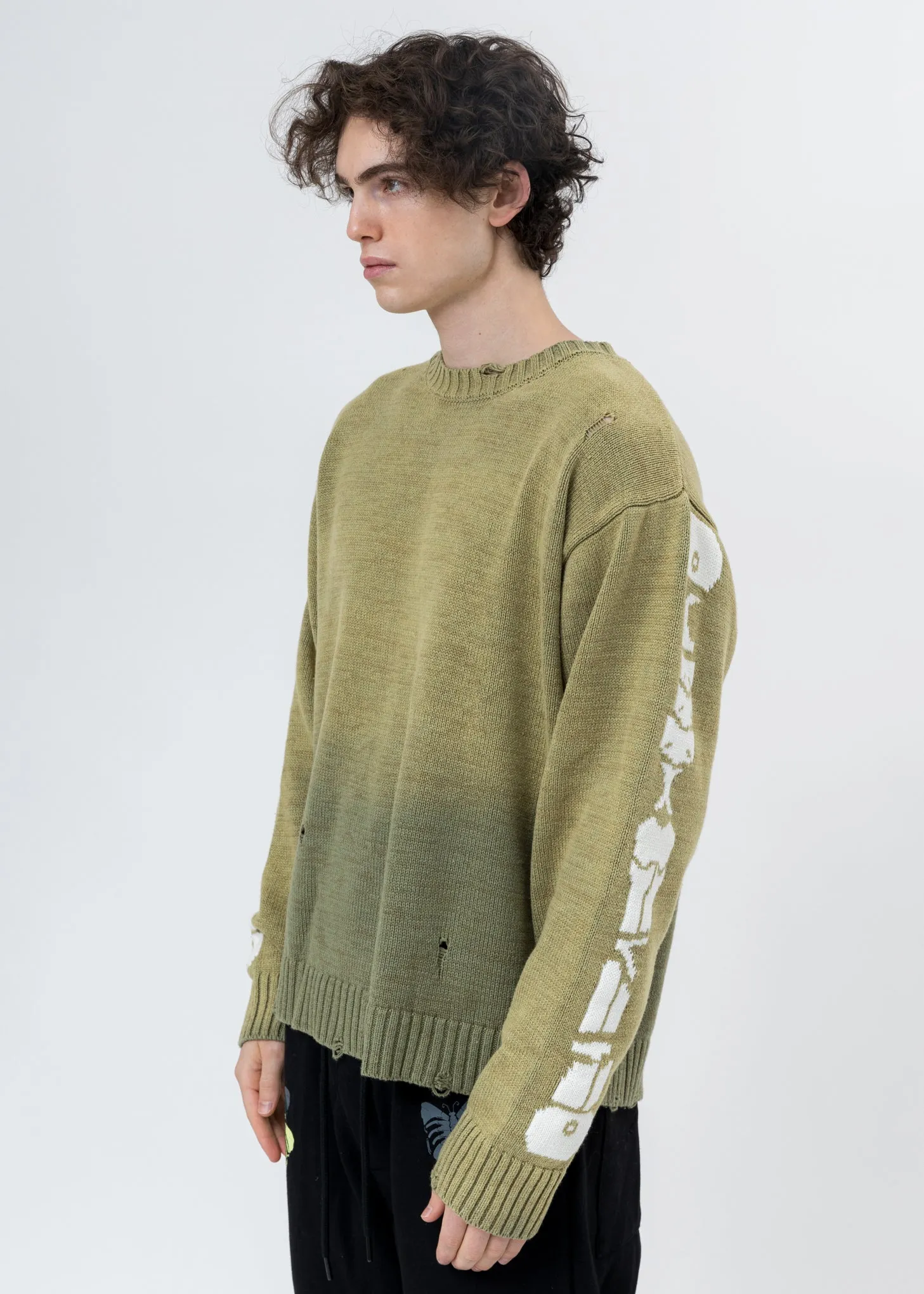 Green Dyed Rib Cage Sweater