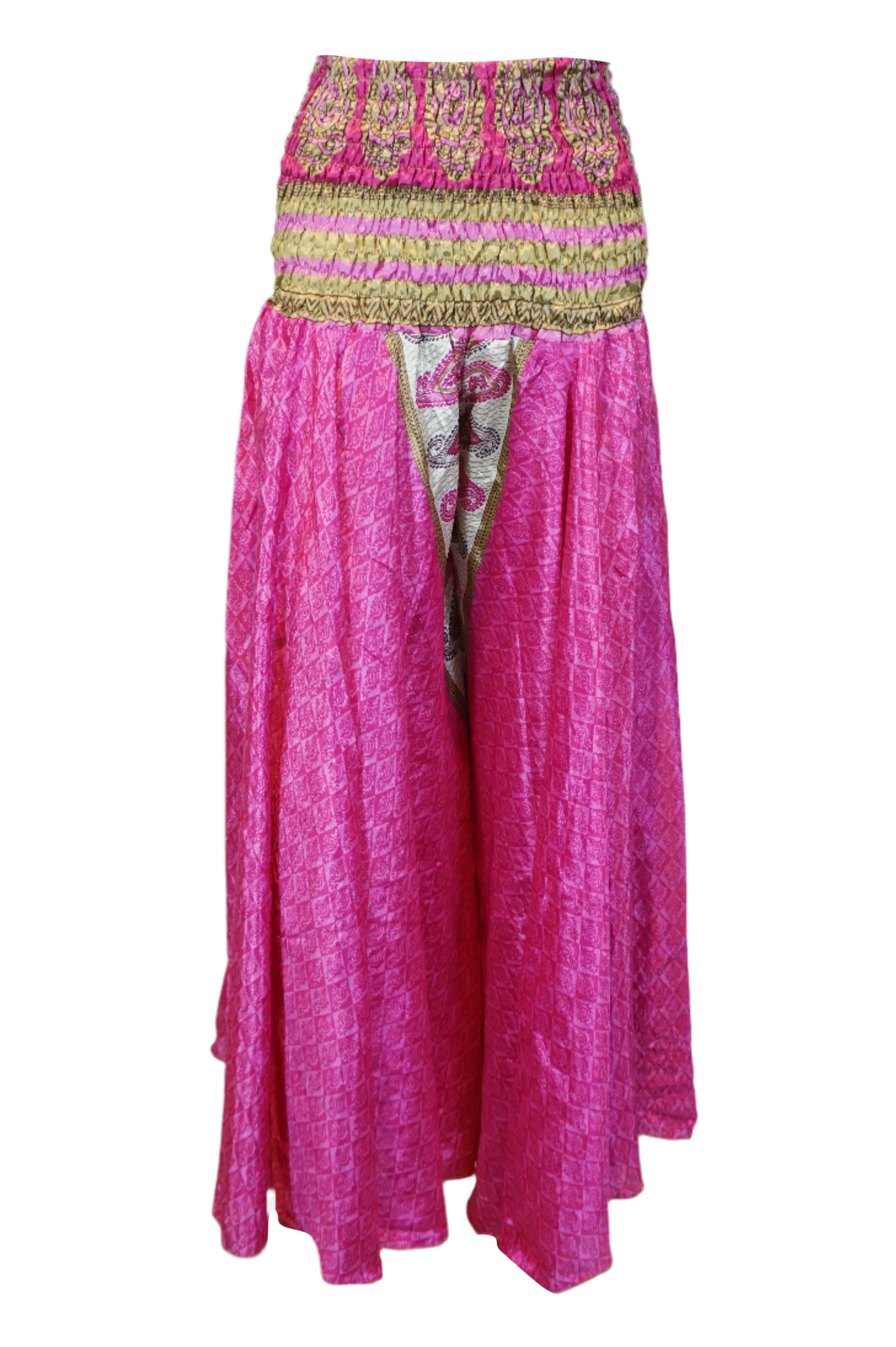 Handcrafted Dark Pink Boho Floral Palazzo Pants – Effortlessly Chic, Light & Graceful SM