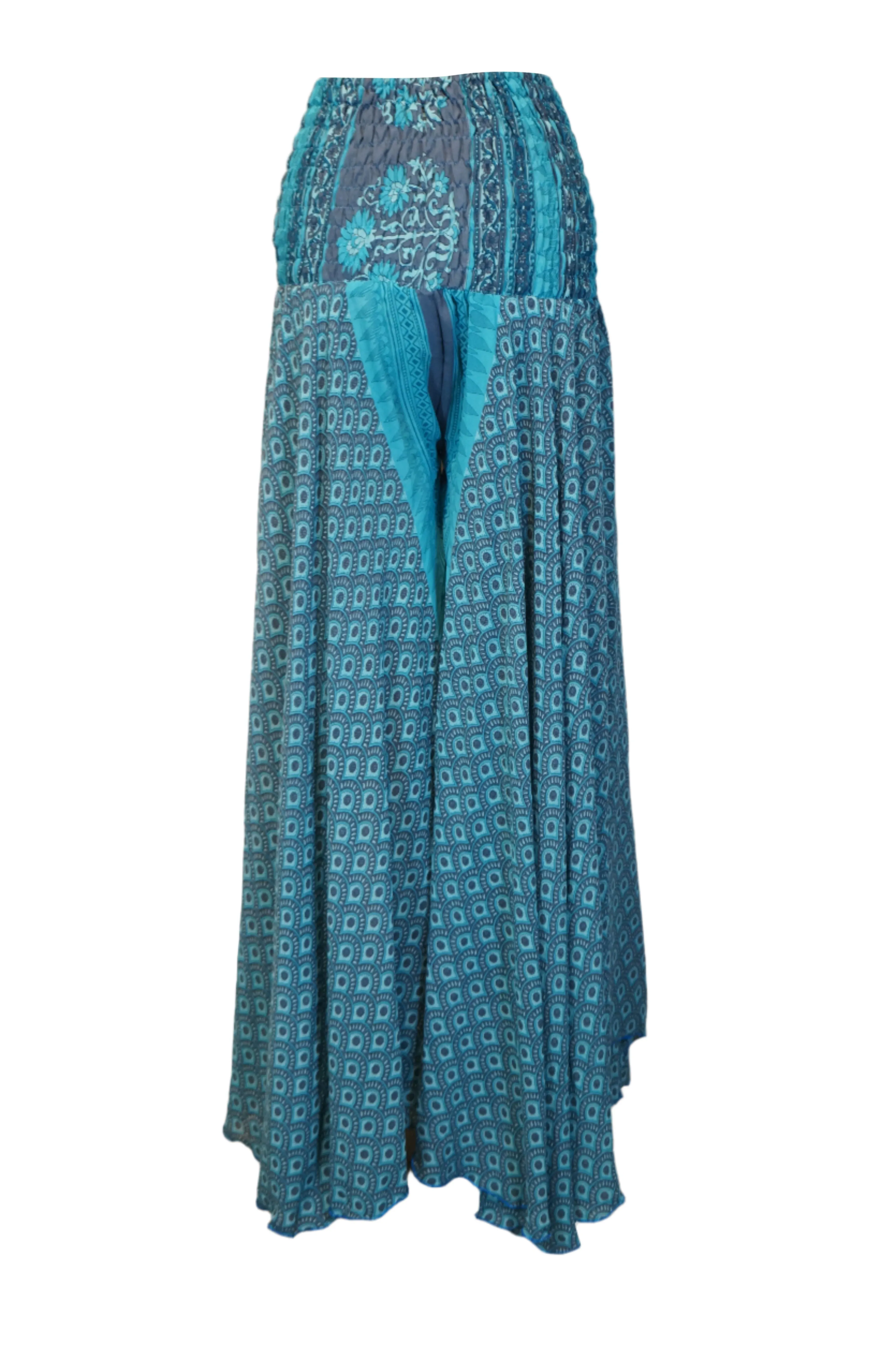 Handmade Sea Blue Boho Palazzo Pants – Flowing, Flared, and Effortlessly Stylish SM