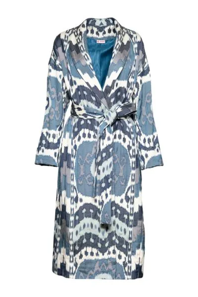 Handwoven Silk Ikat Shawl Coat - Aila - 'Moon'
