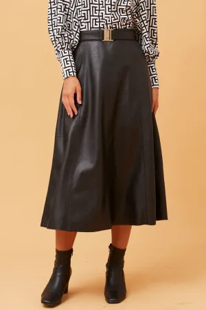 IVETA LEATHER MIDI SKIRT