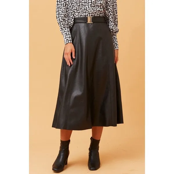 IVETA LEATHER MIDI SKIRT