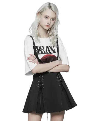 Lace-Up Suspender Mini Skirt